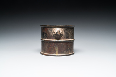 A Chinese bronze censer with mythical beast head handles, Xuande mark, Kangxi