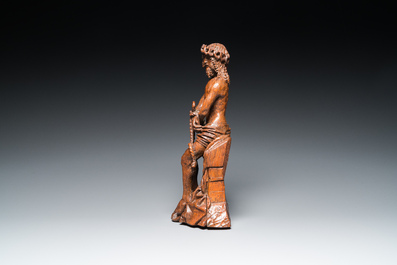 A fine oak sculpture of the Pensive Christ, Brussels, ca. 1500