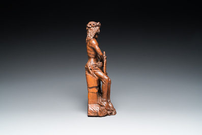 A fine oak sculpture of the Pensive Christ, Brussels, ca. 1500
