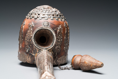 Five Tibetan ritual objects in copper, silver, jade and wood, 19/20th C.