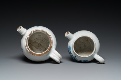 Two blue and white Brussels faience wet drug jars, late 17th and 19th C.