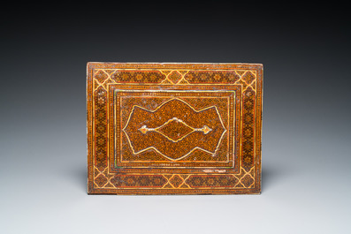 A painted and lacquered wooden Qur'an stand and a box and cover, Qajar, Persia, 19th C.