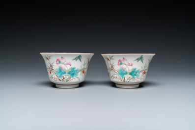 Two Chinese famille rose 'erotic subject' bowls, Kangxi mark, 19th C.