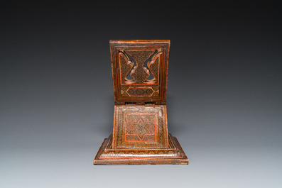 A painted and lacquered wooden Qur'an stand and a box and cover, Qajar, Persia, 19th C.