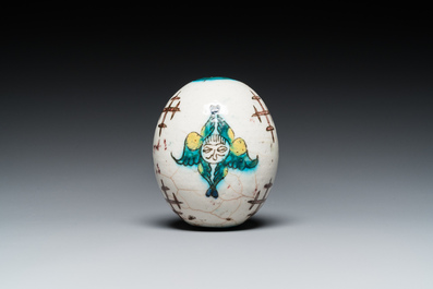 A polychrome egg-shaped hanging ornament, Kutahya, Turkey, 19th C.