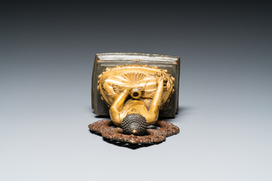 A Sino-Tibetan gilt and silvered copper alloy Medicine Buddha or Bhaishajyaguru, 19th C.