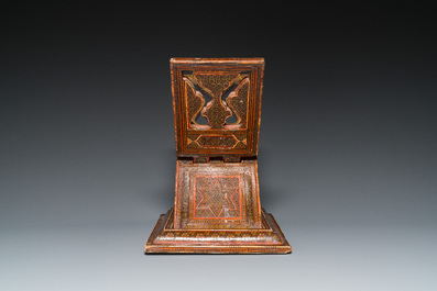 A painted and lacquered wooden Qur'an stand and a box and cover, Qajar, Persia, 19th C.