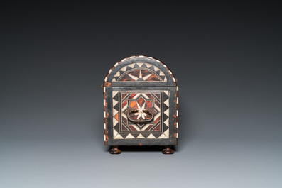 A tortoise-veneered and bone-inlaid wooden casket, probably Turkey, 17th C.