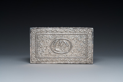 A rectangular Thai silver box, 19/20th C.