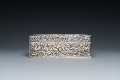 A rectangular Thai silver box, 19/20th C.