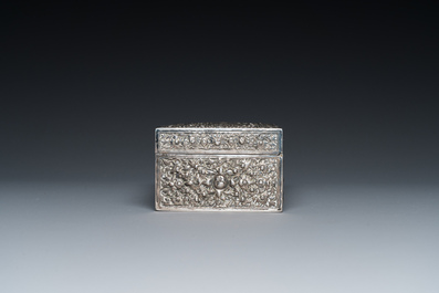 A rectangular Thai silver box, 19/20th C.