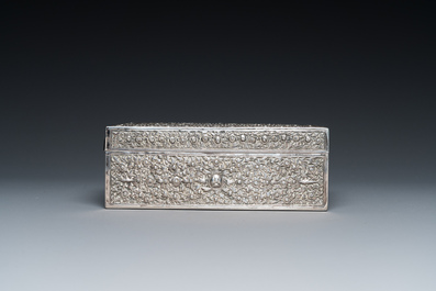 A rectangular Thai silver box, 19/20th C.