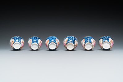 Service &agrave; th&eacute; de 18 pi&egrave;ces en porcelaine de Chine famille rose &agrave; sujet mandarin, Qianlong
