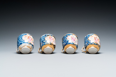 Een Chinees 18-delig famille rose theeservies met mandarijns decor, Qianlong