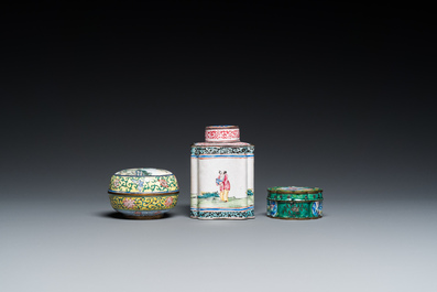 Four Chinese Canton enamel pieces, Qianlong and later