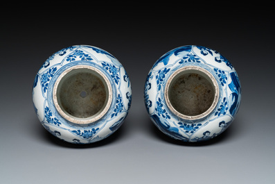 A pair of Chinese blue and white vases, Kangxi