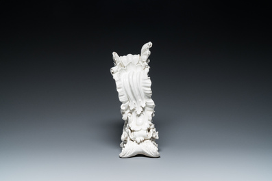A blanc de Chine porcelain rococo case clock, probably Meissen, 18th C.
