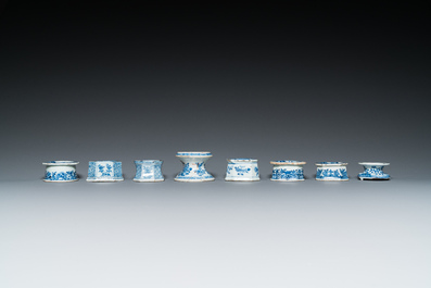 Eight Chinese blue and white salts, Kangxi and later