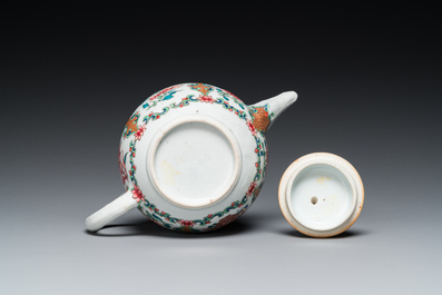 A fine Chinese famille rose teapot and cover, Yongzheng