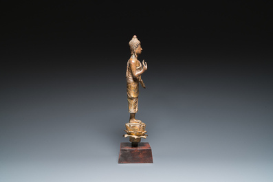 A Thai gilt bronze Buddha Shakyamuni in Lan Na-style, probably 16th C.