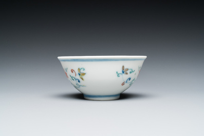 A Chinese doucai bowl with floral design, Yongzheng mark and possibly of the period