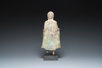 A Thai bronze standing Buddha in Dvaravati-style, probably 7/8th C.