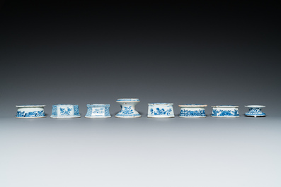 Eight Chinese blue and white salts, Kangxi and later