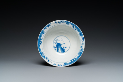 A Chinese blue and white bowl with cherry blossom design, Kangxi