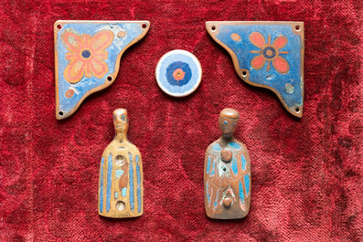 13 Limoges enamel fragments, France, 11/13th C.