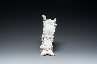 A blanc de Chine porcelain rococo case clock, probably Meissen, 18th C.