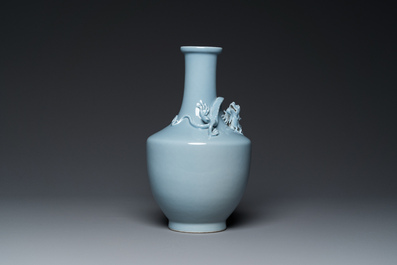 A Chinese monochrome clair-de-lune-glazed vase, Yongzheng mark, Republic