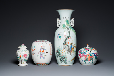 Four Chinese famille rose vases, 19/20th C.