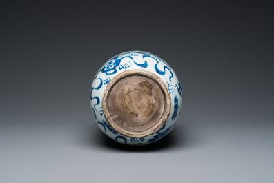 A Chinese blue and white 'Buddhist lions' vase and a 'langyao' bowl, 19/20th C.