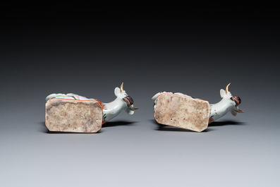 A pair of Chinese porcelain cows after Delftware examples for the Dutch market, Qianlong