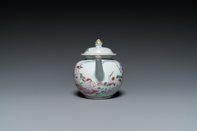 A Chinese famille rose 'Four elements' teapot and cover, Qianlong