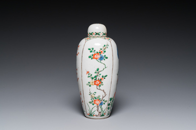 A Chinese famille verte 'four seasons' jar and cover, Kangxi