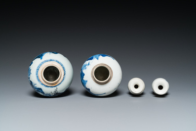 Eight various Chinese blue and white vases, 18/20th C.