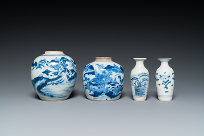 Eight various Chinese blue and white vases, 18/20th C.