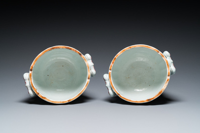 A pair of Chinese famille rose wine coolers, Qianlong