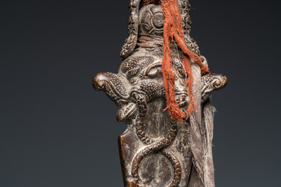 A large bronze phurba, Tibet, 19th C.