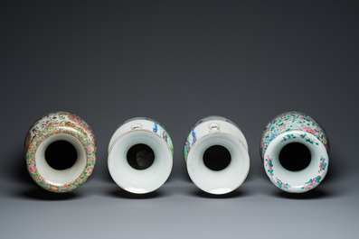 Four Chinese famille rose vases, 19/20th C.