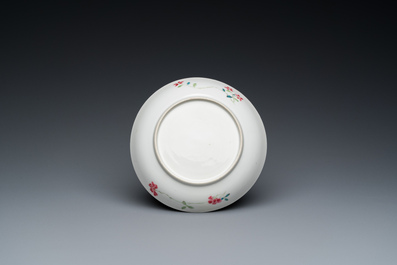 A large Chinese famille rose cup and saucer, Yongzheng