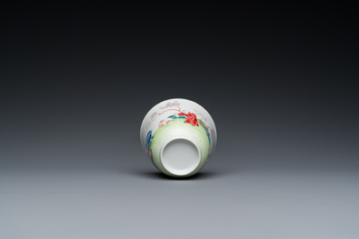 A large Chinese famille rose cup and saucer, Yongzheng