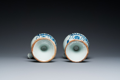 A pair of blue and white English Delftware wet drug jars, probably London, early 18th C.