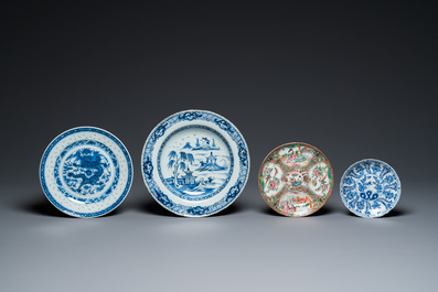 A varied collection of Chinese blue, white and famille rose porcelain, Yongzheng and later