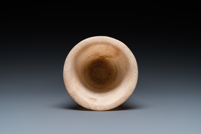An Egyptian alabaster vase and a dish, Old Kingdom
