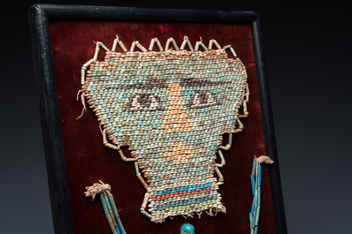 An Egyptian faience bead mummy mask, an ushabti and a necklace, Ptolemaic period