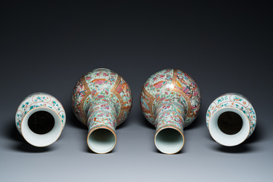 Two pairs of Chinese famille rose vases, 19th C.