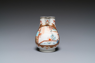 A fine Chinese famille rose jug with a lady with child, Yongzheng/Qianlong