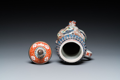 A Japanese Imari 'nesting cranes' tripod fountain and cover, Edo, 17/18th C.